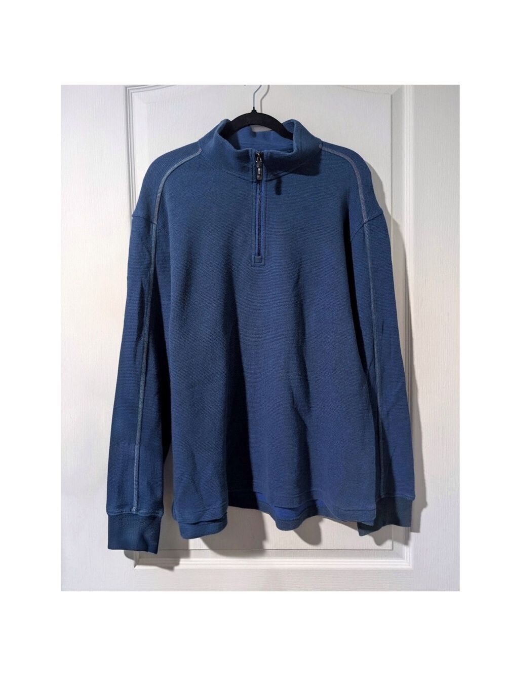 Robert Graham | Griffin Blue Waffle Knit 1/4 Zip Pullover Sweatshirt